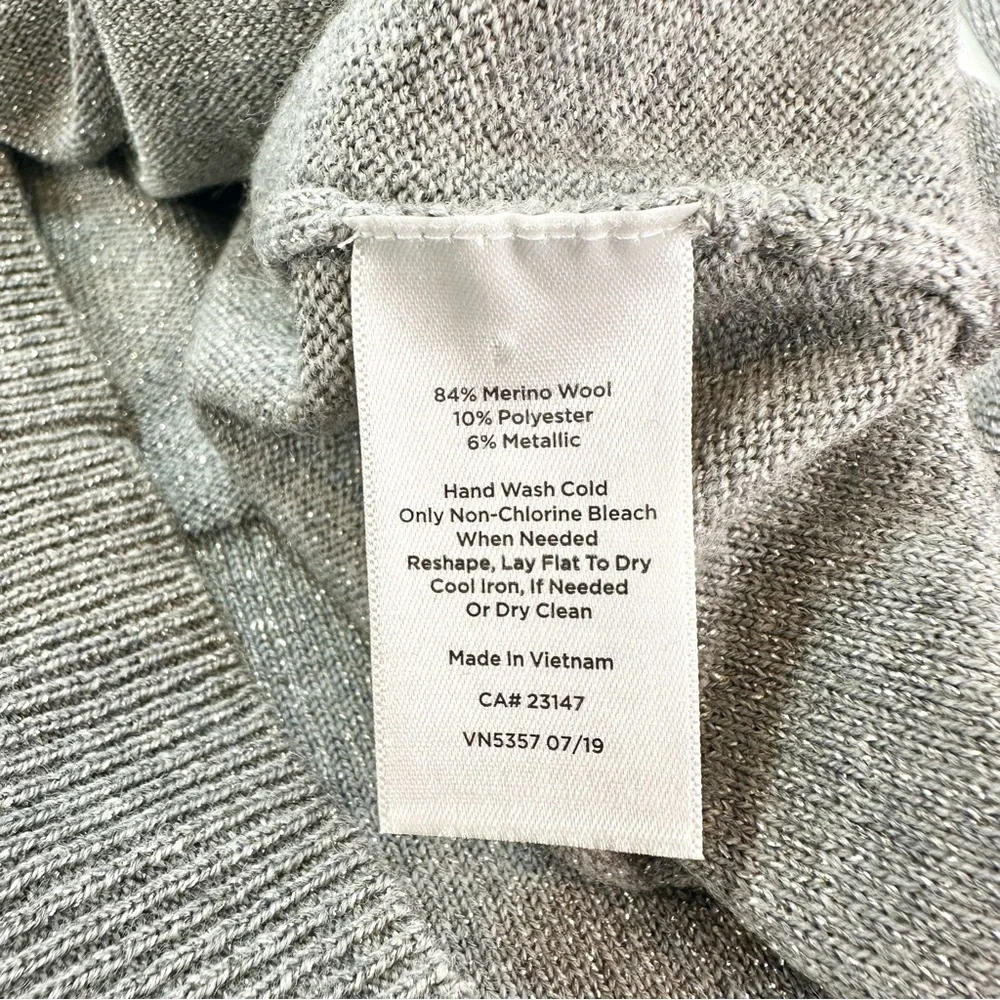 Talbots Merino Wool Button Cuff Cowlneck Sweater Shimmer